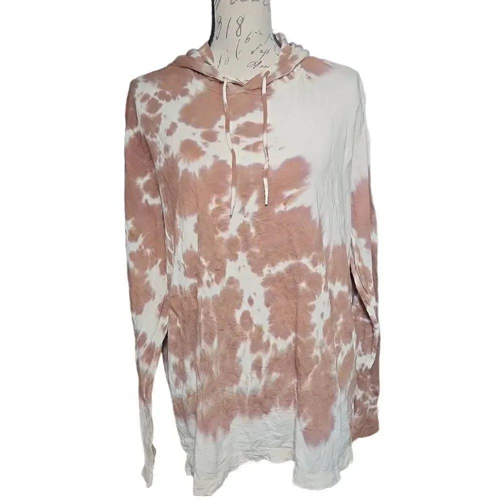 Levi's Unisex Size XXL Cream Brown Tie Dye Lightweight Shirt Hoodie